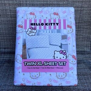Hello Kitty by Sanrio 100% Cotton Pink Gold TWIN XL Sheet Set 3pc